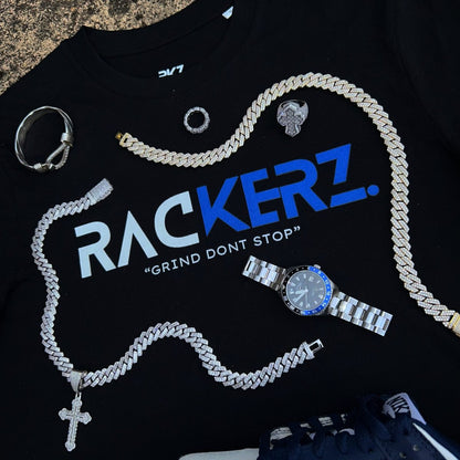 SIGNATURE LOGO GRAPHIC TEE - BLACK & BLUE - RACKERZWORLD